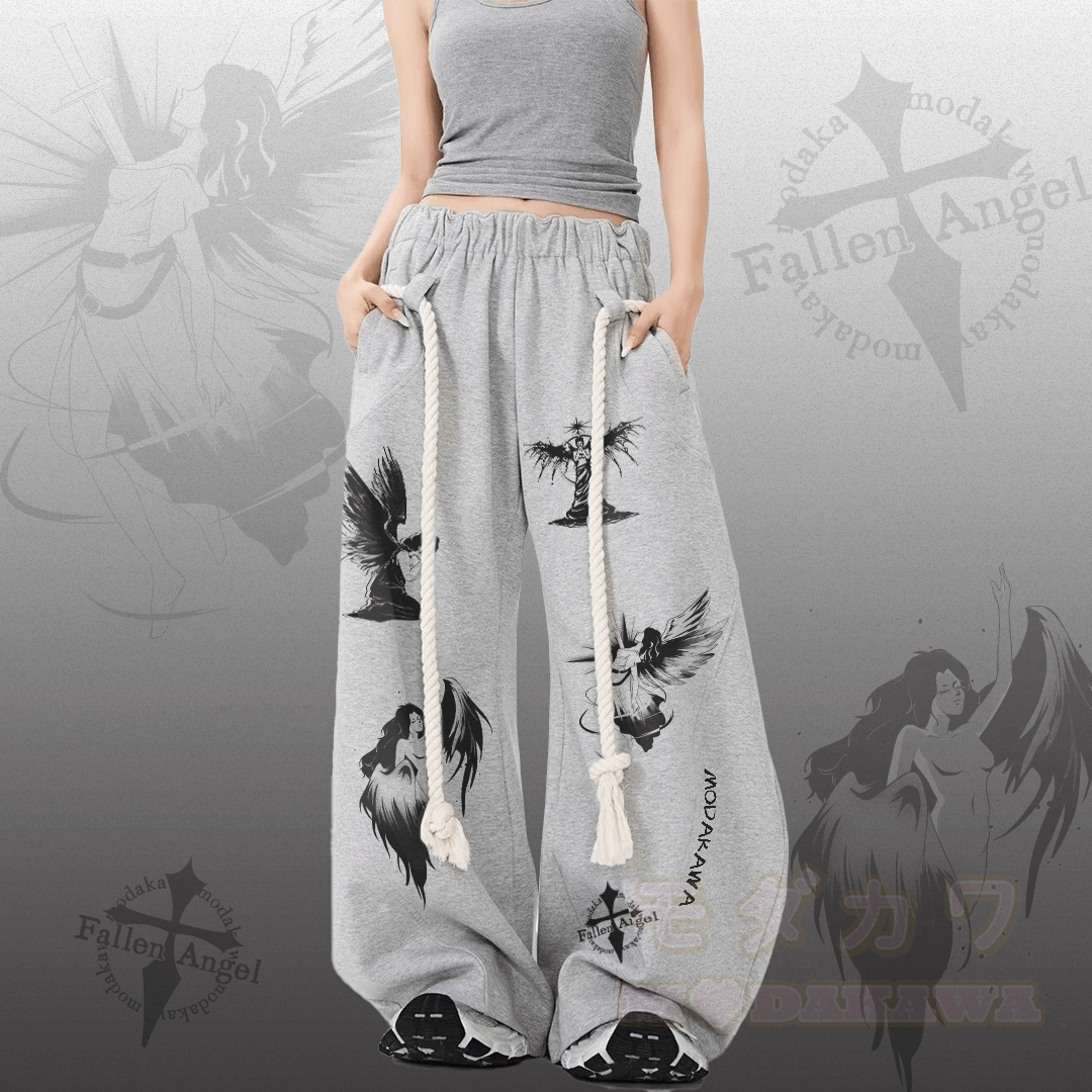 MODAKAWA Fallen Angel Graphic Drawstring Wide Leg Pants - image 1