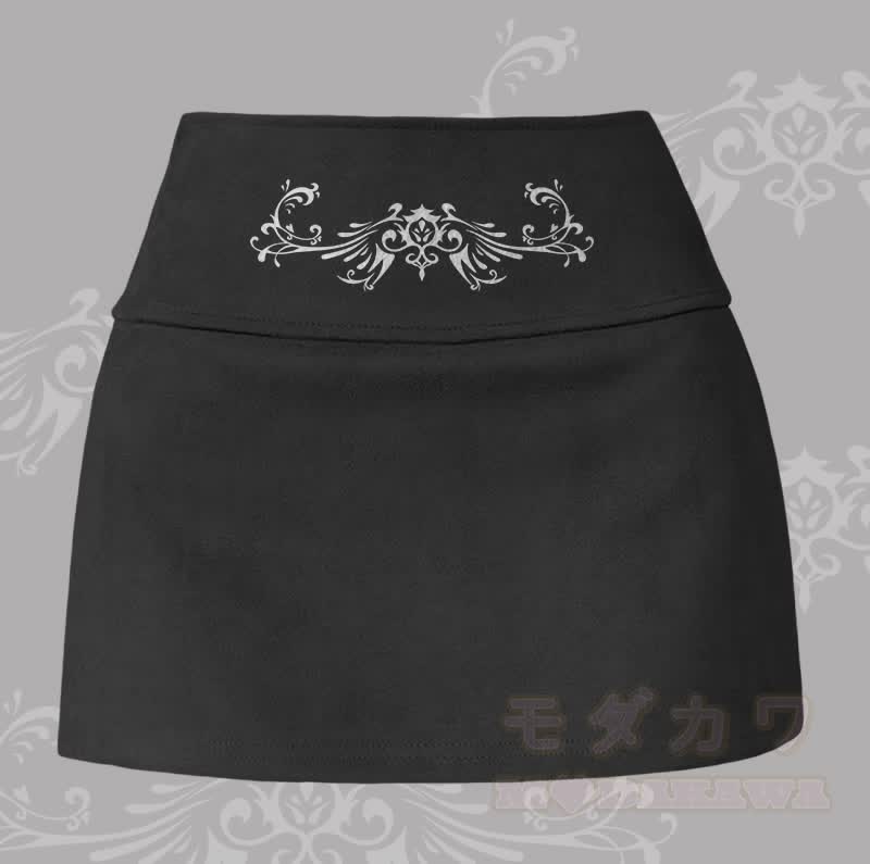 MODAKAWA Wing Totem Graphic Slit Mini Skirt - Black - XL - image 1