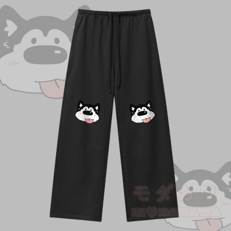 MODAKAWA Tongue Out Dog Graphic Drawstring Pants - Black - XL - image 5