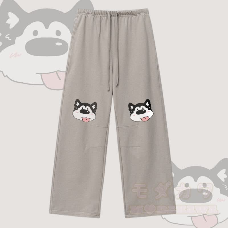 MODAKAWA Tongue Out Dog Graphic Drawstring Pants - Light Brown - XL - image 2
