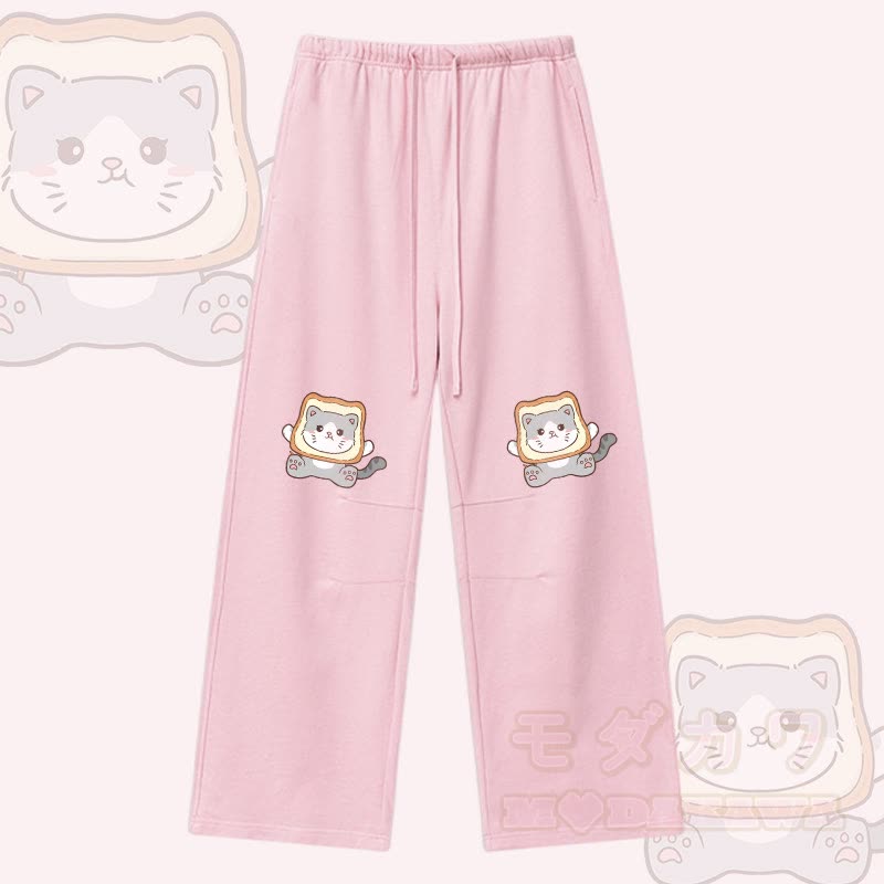 MODAKAWA Toast Cat Graphic Drawstring Pants - Pink - XL - image 2