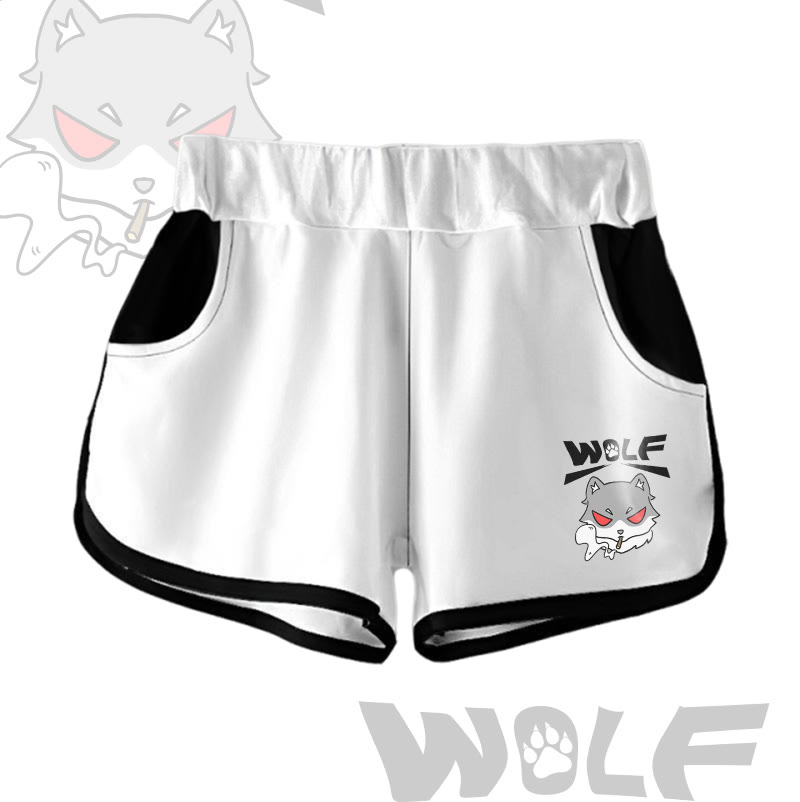 MODAKAWA Gradient Smoking Wolf Graphic Shorts - White - 5XL - image 1