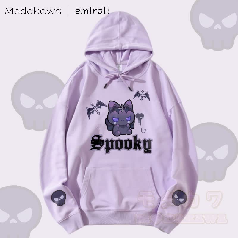 MODAKAWA X emiroll Devil Kitty Graphic Streetwear Pullover Hoodie - Purple - 5XL - image 1