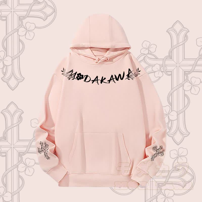 MODAKAWA Floral Cross Letter Graphic Heavyweight Hoodie - Pink - 2XL - image 1