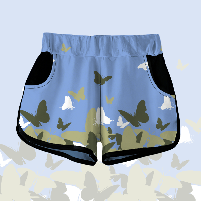 MODAKAWA Butterfly Graphic Shorts - Blue - 5XL - image 1