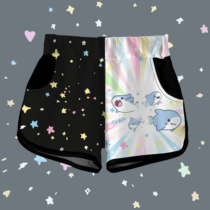 MODAKAWA Funny Shark Graphic Shorts - White&Black - 5XL - image 2