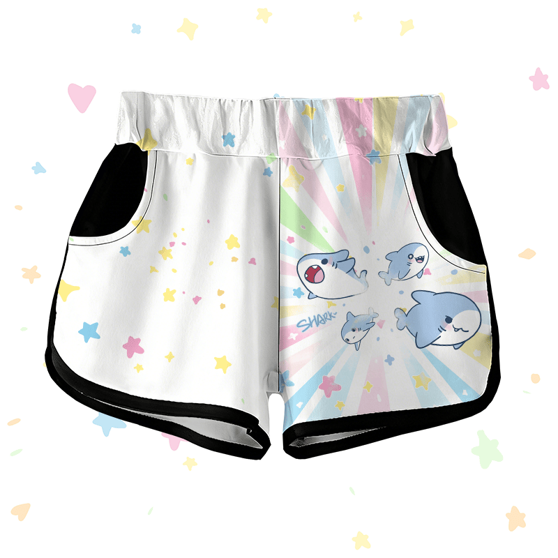 MODAKAWA Funny Shark Graphic Shorts - White - 5XL - image 1