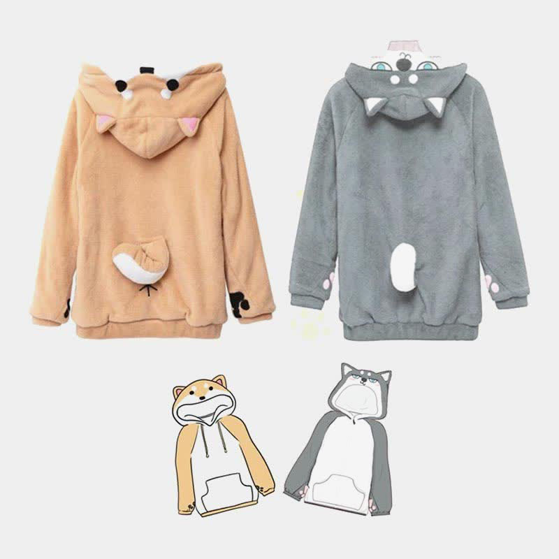 Girlfriend Boyfriend Japanese Shiba Inu Dog Cartoon Hoodie - image 1