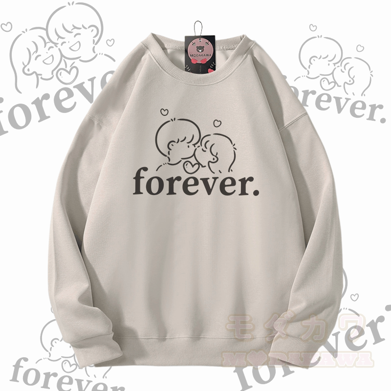MODAKAWA FOREVER Couple Graphic Unisex Sweatshirt - Light Beige A - 5XL - image 2