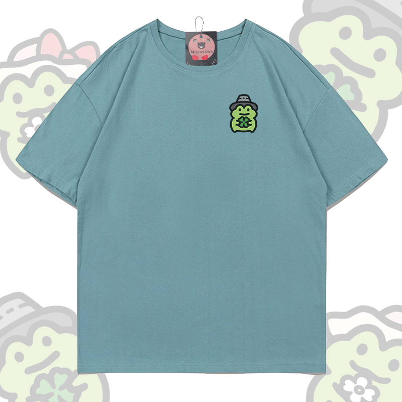 MODAKAWA Cute Frog Graphic T-shirt - Teal - 5XL - image 4