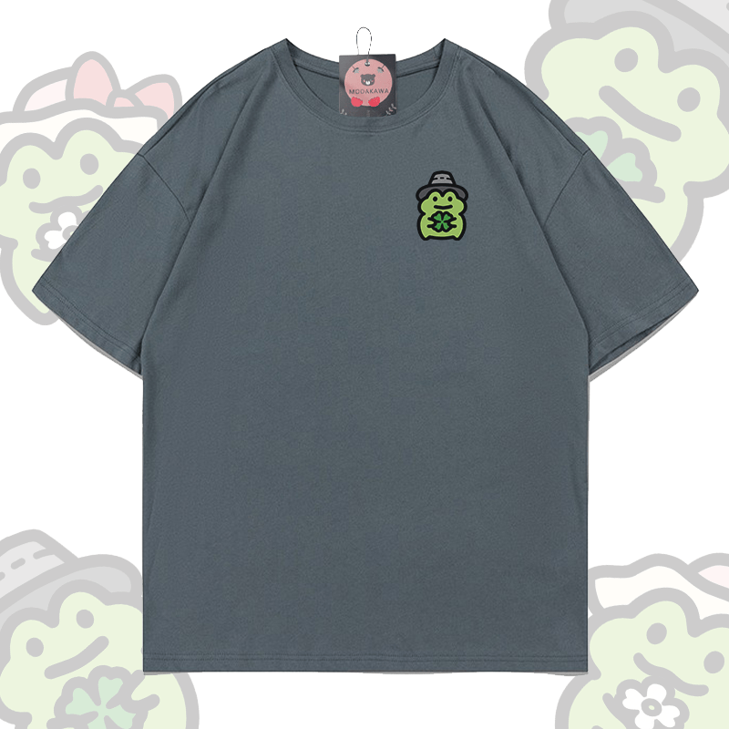 MODAKAWA Cute Frog Graphic T-shirt - Dark Grey - 5XL - image 2