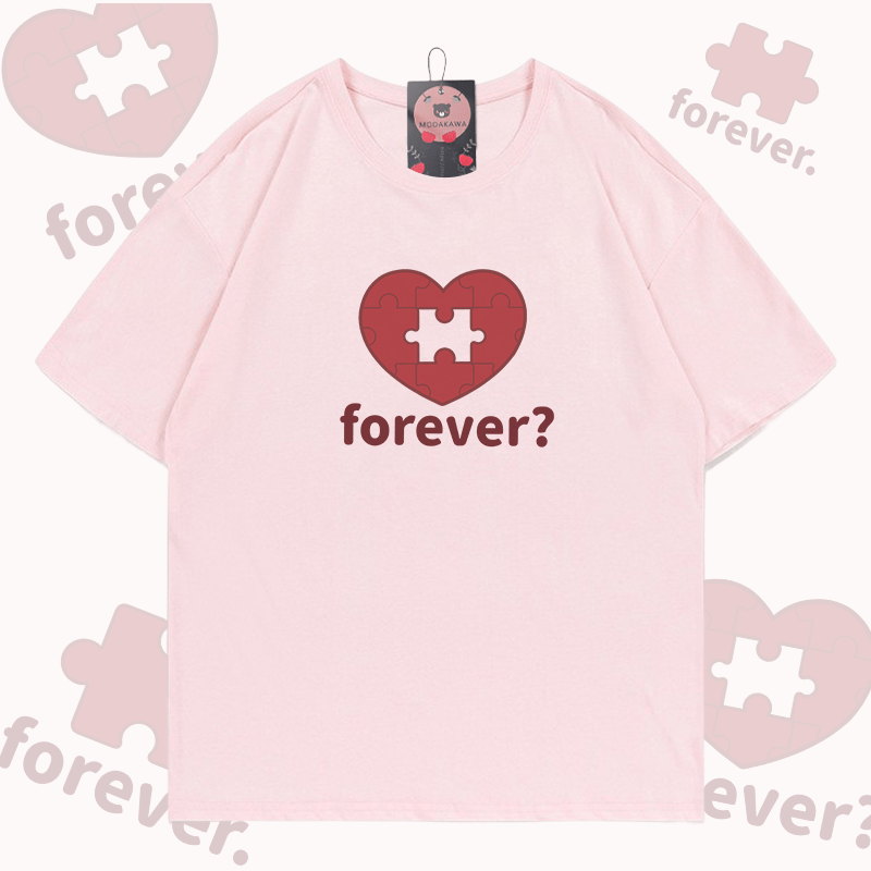 MODAKAWA FOREVER Puzzle Heart Graphic T-shirt - Pink - 5XL - image 2
