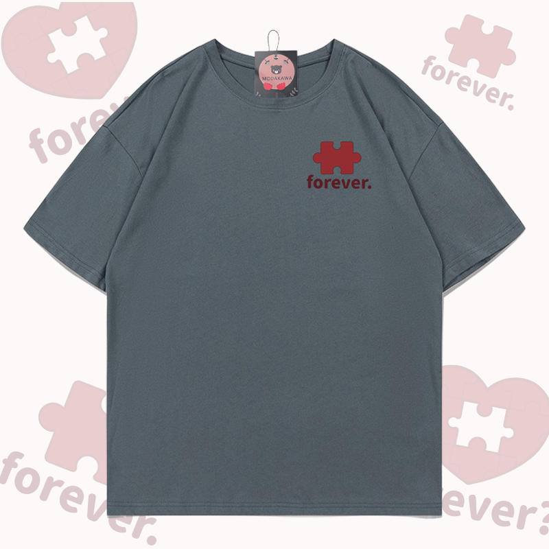 MODAKAWA FOREVER Puzzle Heart Graphic T-shirt - Dark Grey - 5XL - image 3