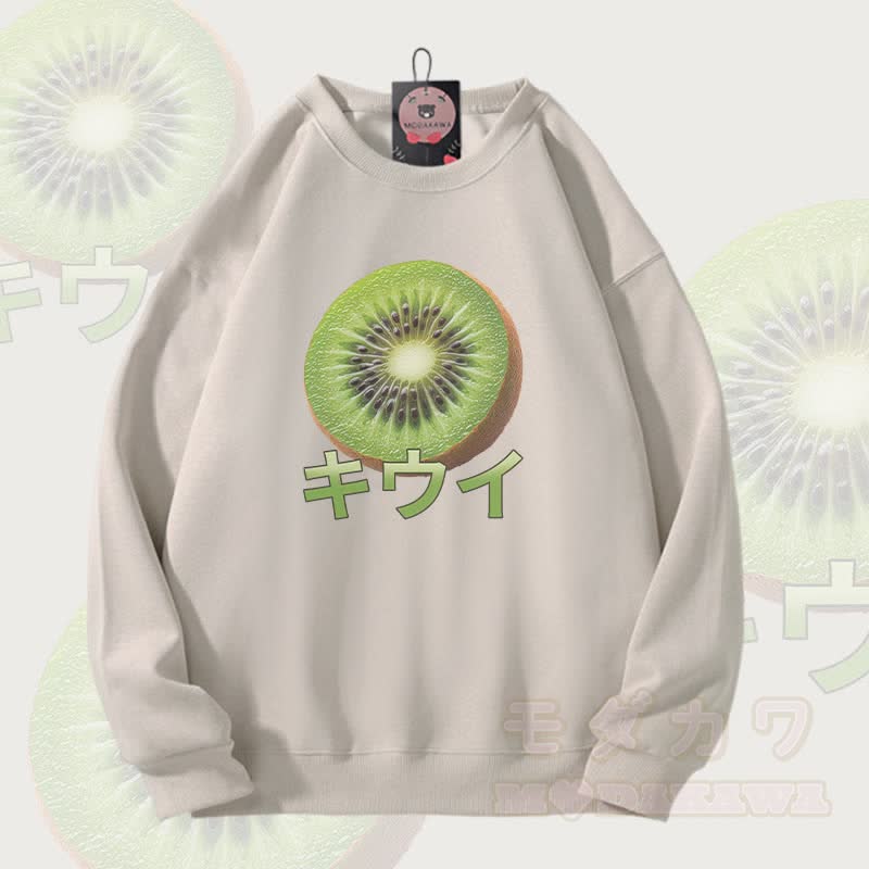 Kiwi Graphic Modakawa Unisex Sweatshirt - Light Beige - 5XL - image 2