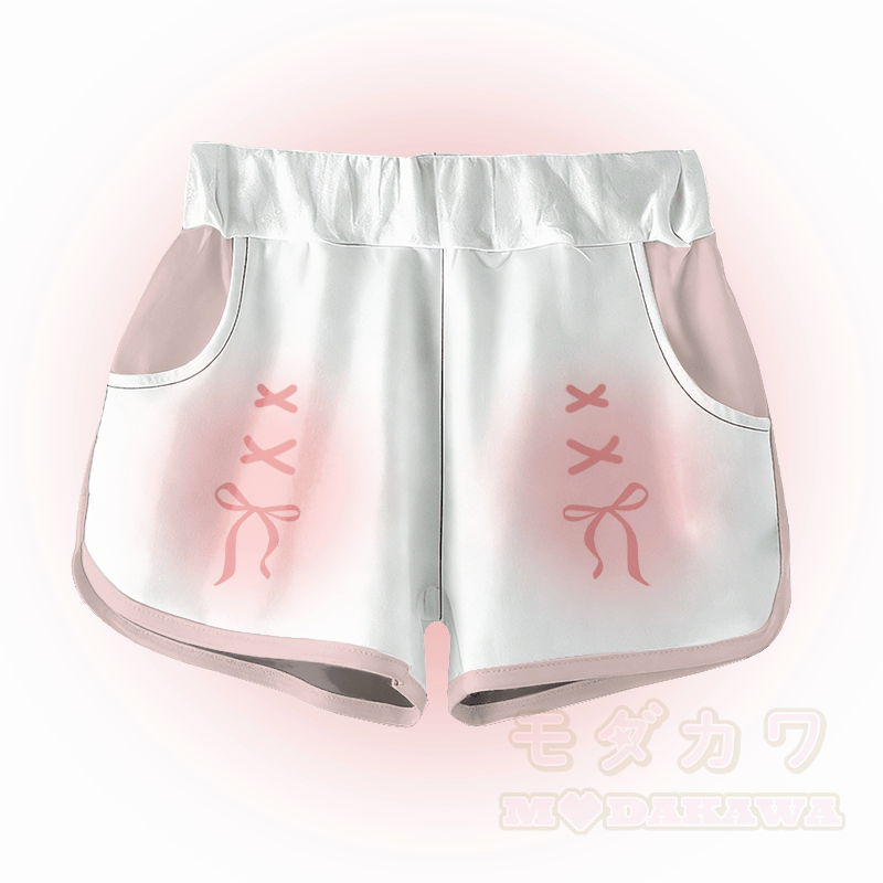 Gradient Bow Graphic Modakawa Shorts - Pink - 5XL - image 2