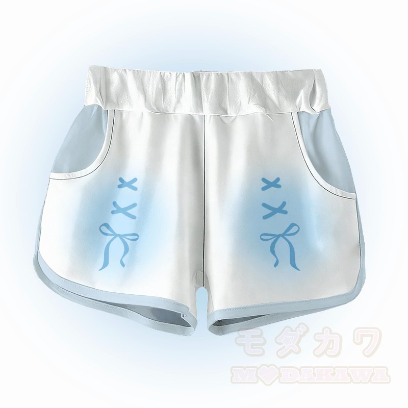 Gradient Bow Graphic Modakawa Shorts - Blue - 5XL - image 1