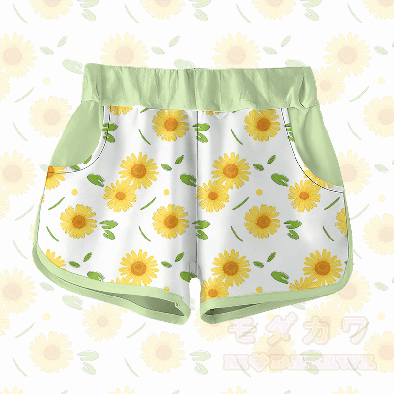 Daisy Graphic Modakawa Shorts - Green - 5XL - image 1