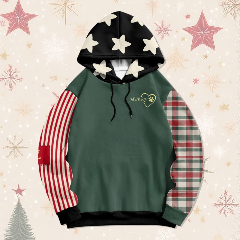 MODAKAWA Christmas Black Cat Holding A Candy Cane Graphic All Over Print Pullover Hoodie - Green - 6XL - image 2