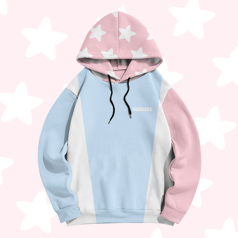 MODAKAWA Color Block Star Graphic All Over Print Pullover Hoodie - Blue - 6XL - image 2