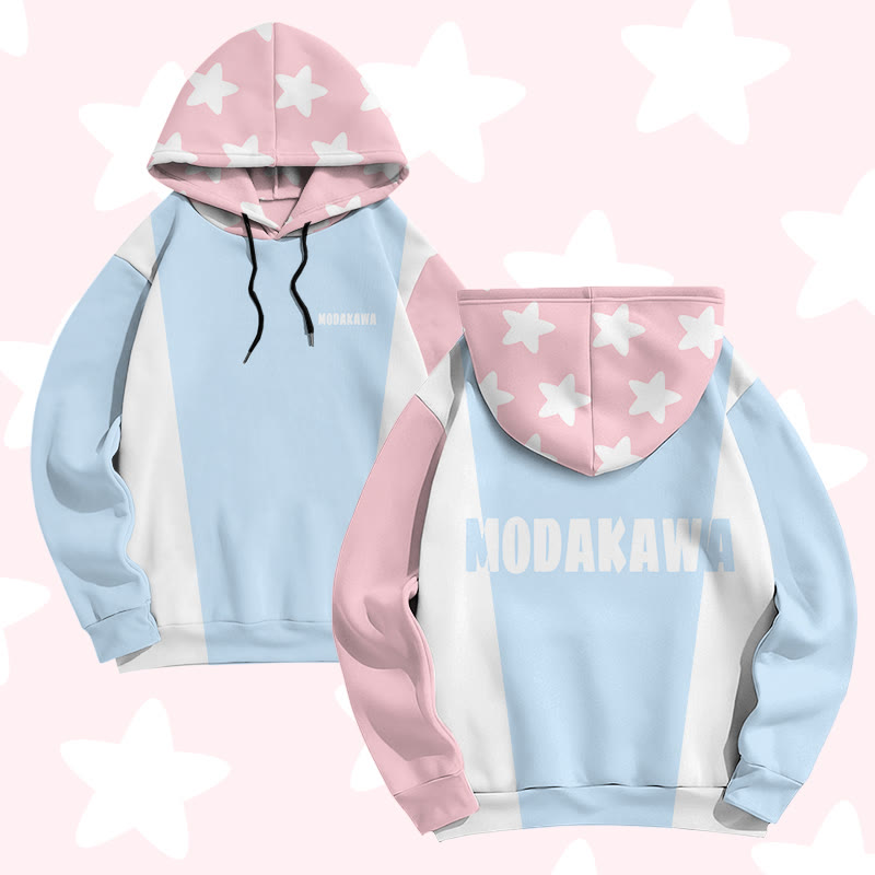 MODAKAWA Color Block Star Graphic All Over Print Pullover Hoodie - image 1
