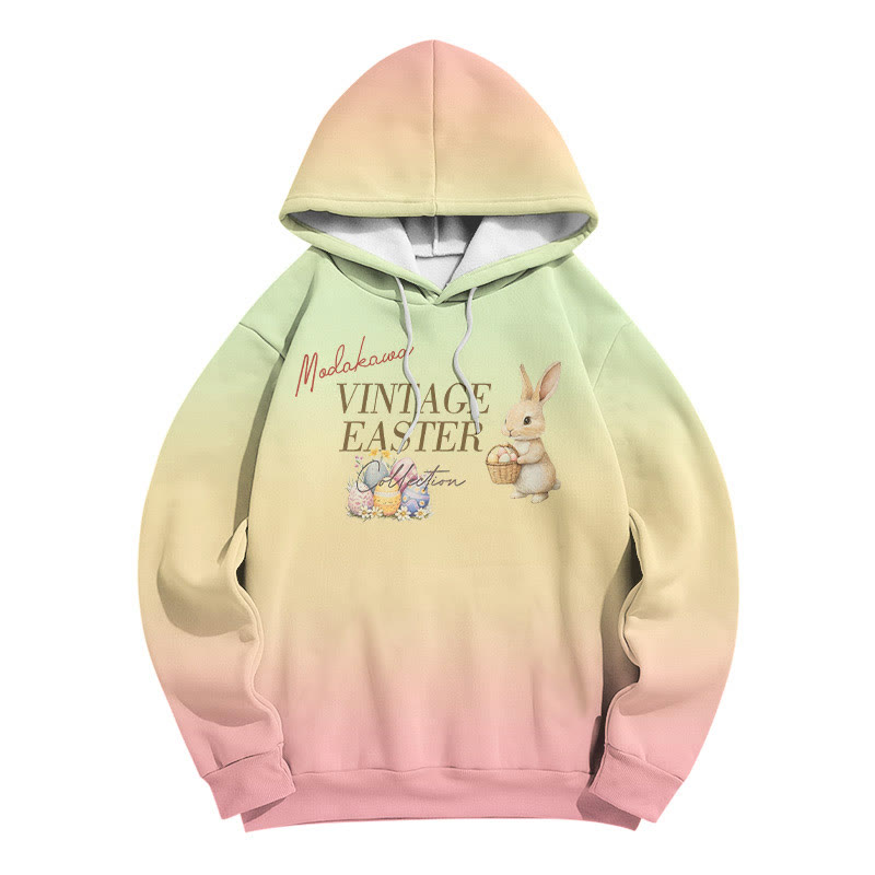 Modakawa Gradient Rabbit Letter Print Loose Hoodie - Pink - 6XL - image 2
