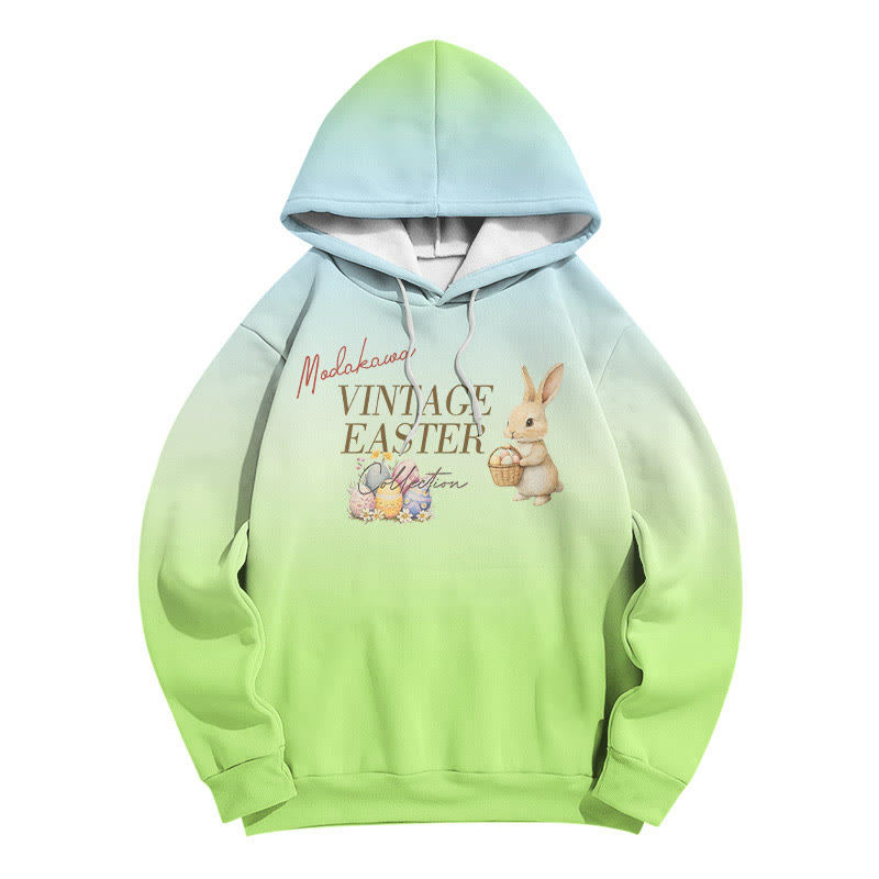 Modakawa Gradient Rabbit Letter Print Loose Hoodie - Green - 6XL - image 1
