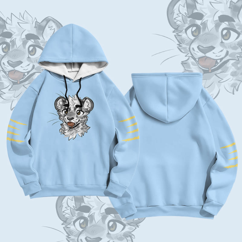 MODAKAWA X atka Cheeky Tiger Face Graphic All Over Print Pullover Hoodie - Blue - 8XL - image 1