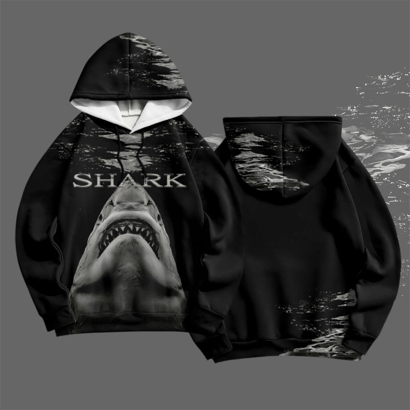 Fierce Shark Graphic Modakawa Pullover Hoodie - image 1