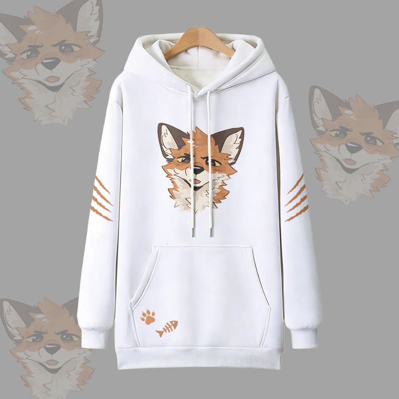 MODAKAWA X atka Squinty Fox Graphic Oversized Pullover Hoodie - White - 3XL - image 1