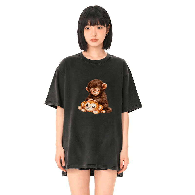 PUNCH Monkey Graphic Modakawa Vintage Washed 100% Cotton T-shirt - image 2