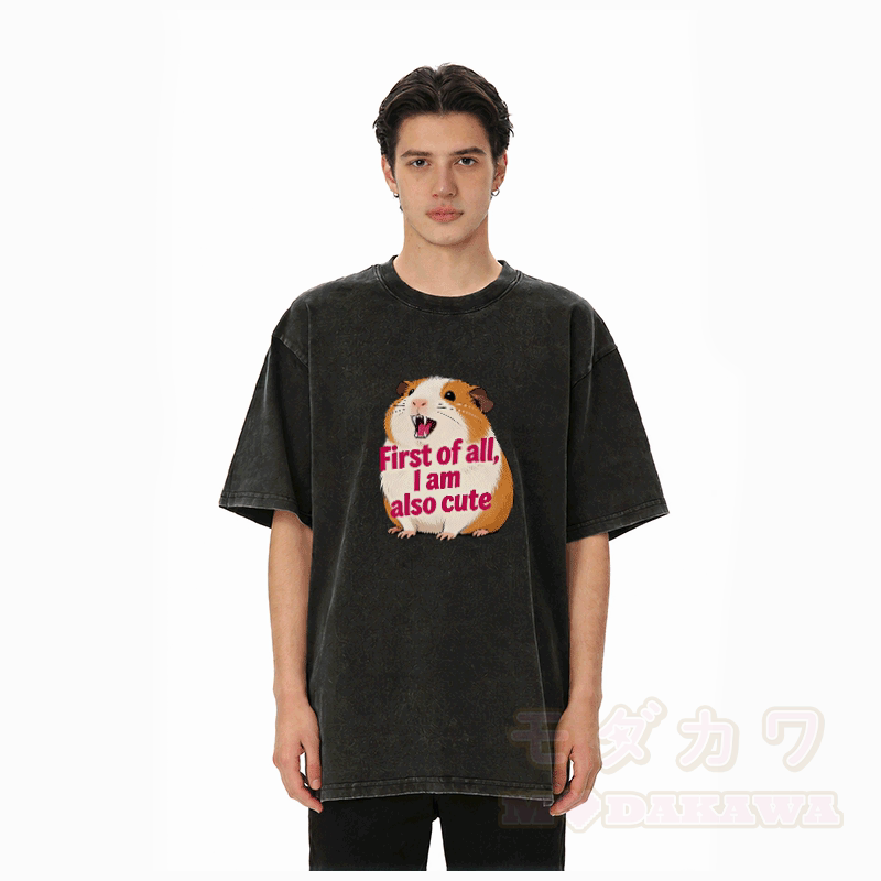 Hamster Pet Graphic Modakawa Vintage Washed 100% Cotton T-shirt - image 1