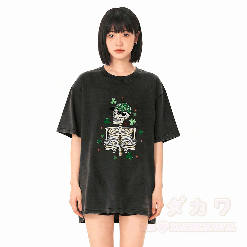 St. Patrick's Day Graphic Modakawa Vintage Washed 100% Cotton T-shirt - image 2