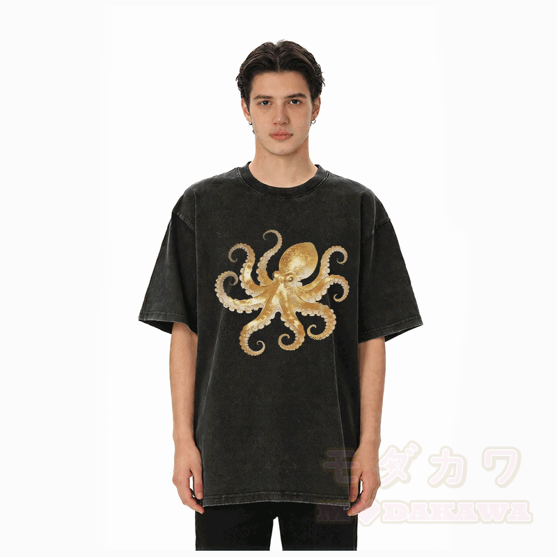 Octopus Graphic Modakawa Vintage Washed 100% Cotton T-shirt - image 1