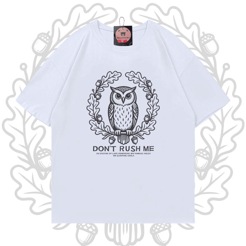 Wise Owl Graphic Modakawa 100% Cotton T-shirt - White - 5XL - image 1