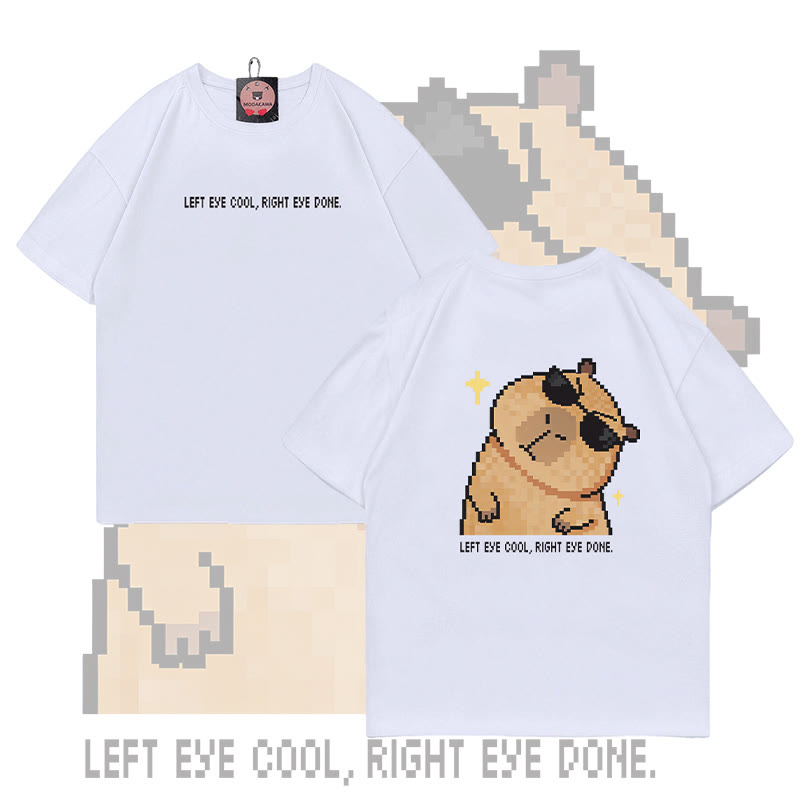 Cool Capybara Graphic Modakawa 100% Cotton T-shirt - White - 5XL - image 1