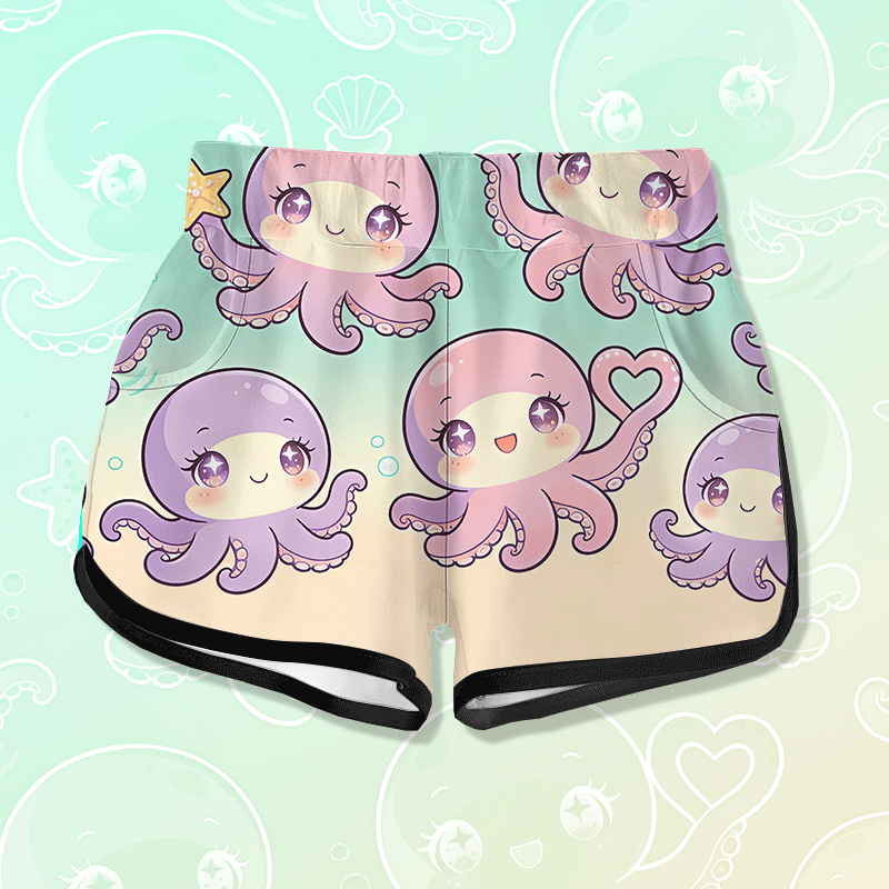 Kawaii Octopus Graphic Modakawa Shorts - Multicolor - 5XL - image 1