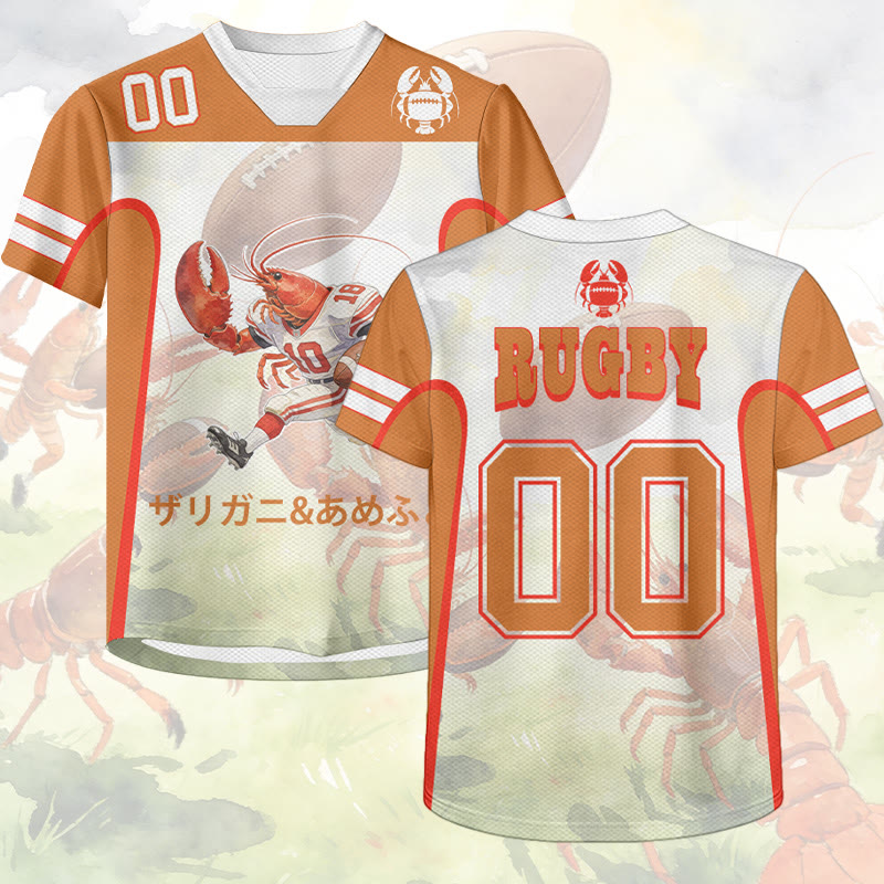 RUGBY Number Lobster Graphic Modakawa Unisex Jersey T-shirt - Orange - 6XL - image 1