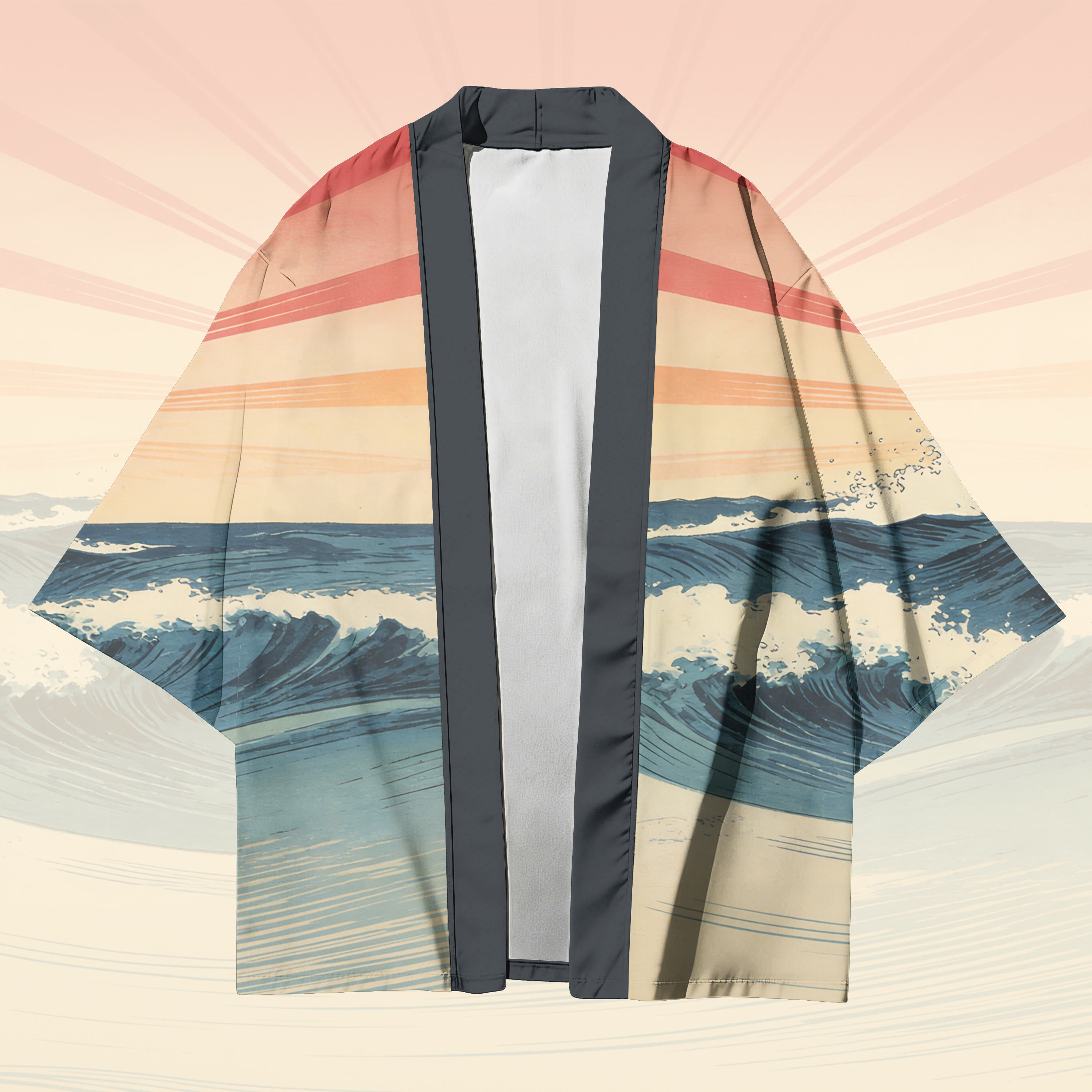 Rising Sun Graphic Modakawa Cardigan Kimono Outerwear - image 2