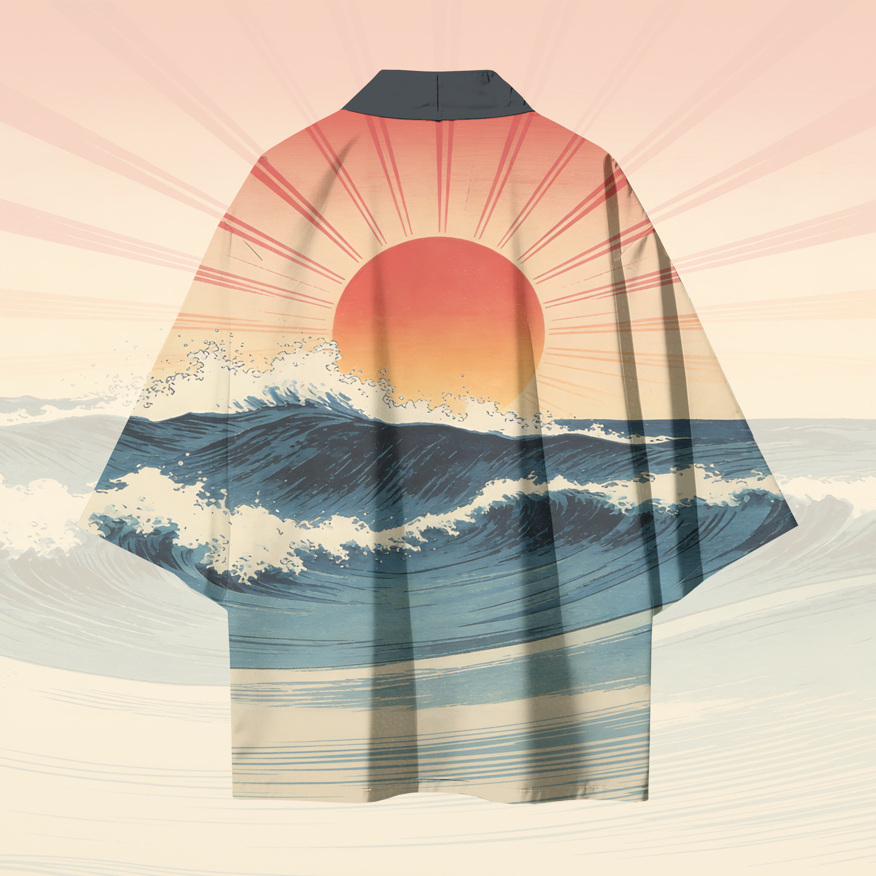 Rising Sun Graphic Modakawa Cardigan Kimono Outerwear - image 3