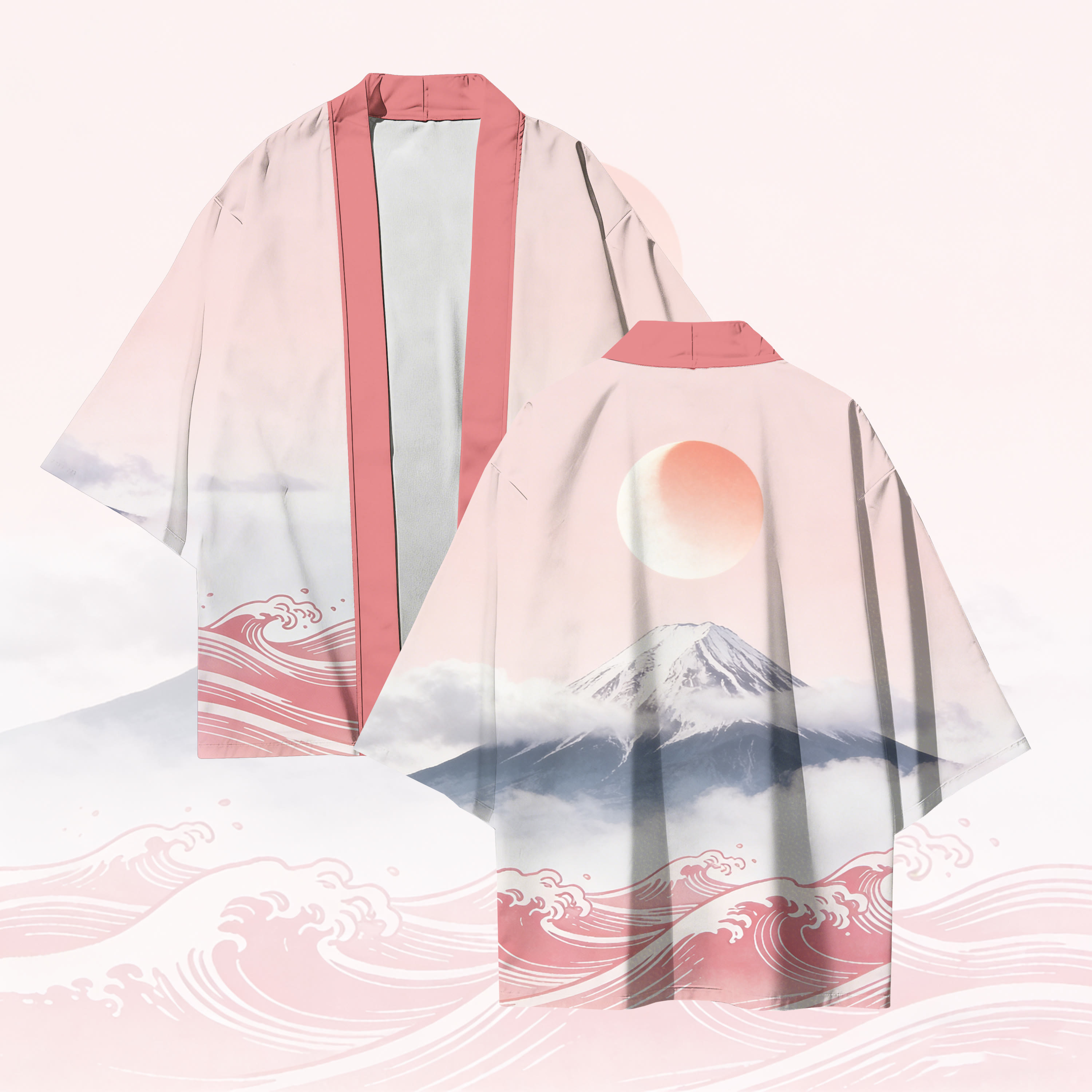 Fuji Sunset Graphic Modakawa Cardigan Kimono Outerwear - image 1