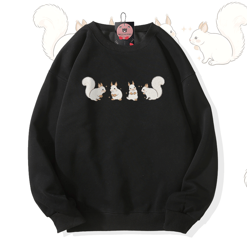 Squirrel Graphic Modakawa Sweatshirt - Black - 5XL - image 2