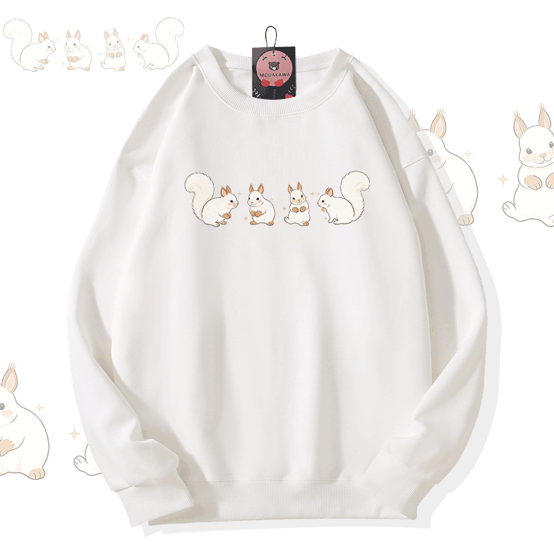 Squirrel Graphic Modakawa Sweatshirt - White - 5XL - image 1