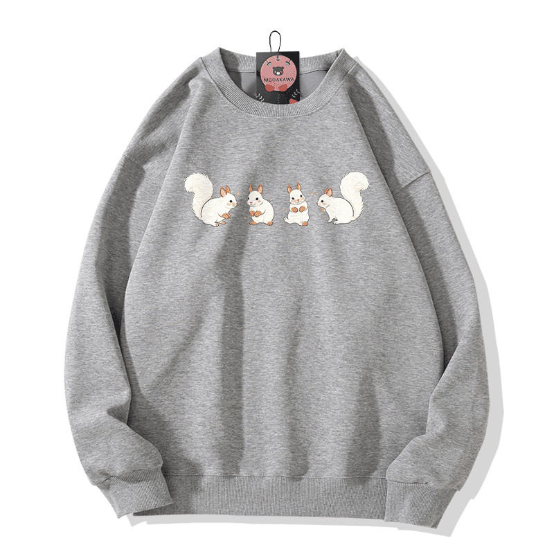 Squirrel Graphic Modakawa Sweatshirt - Grey - 5XL - image 3