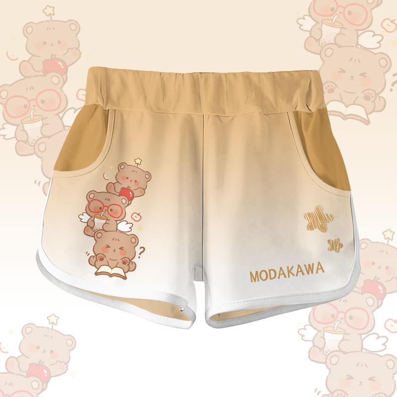 Bear Graphic Modakawa Shorts - Yellow - 5XL - image 2