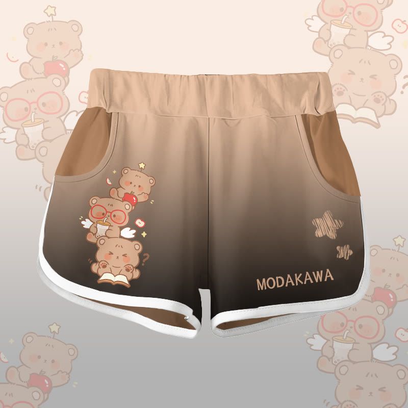Bear Graphic Modakawa Shorts - Brown - 5XL - image 1