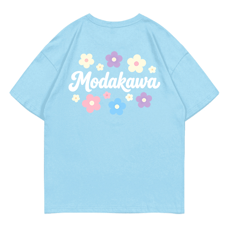 Pocket Shark Flowers Graphic Modakawa 100% Cotton T-shirt - image 2