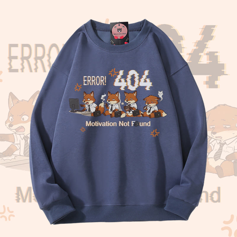 ERROR 404 MOTIVATION NOT FOUND Fox Graphic Modakawa Sweatshirt - Dusty Blue - 5XL - image 4