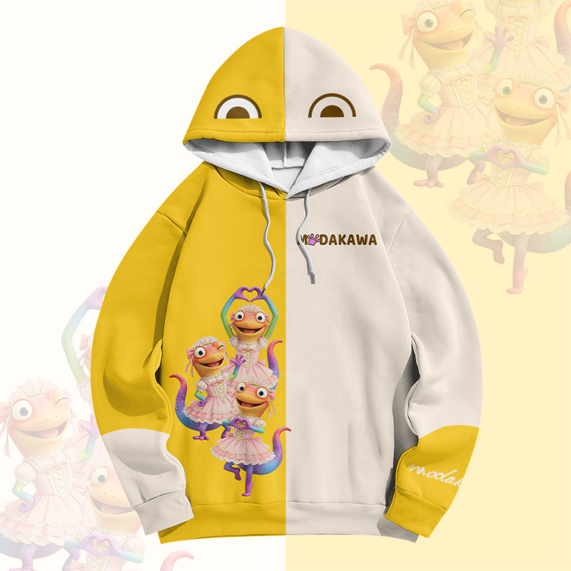 Lizard Ballet Graphic Modakawa Color Block Pullover Hoodie - image 1