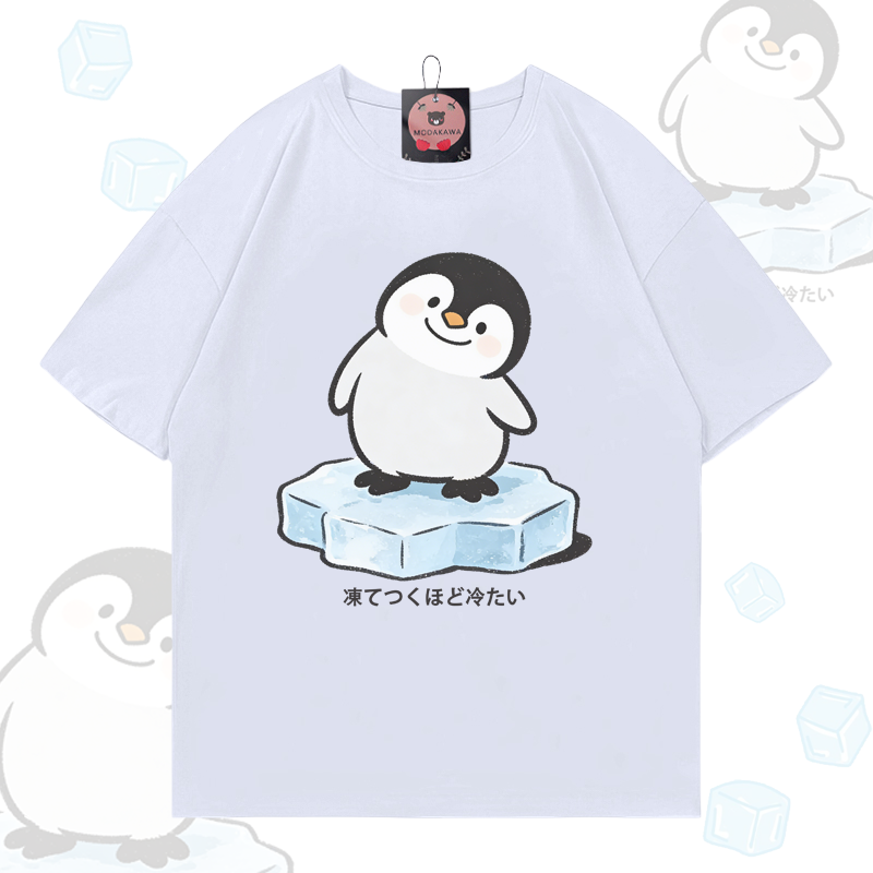 Ice Penguin Graphic Modakawa 100% Cotton T-shirt - White - 5XL - image 1
