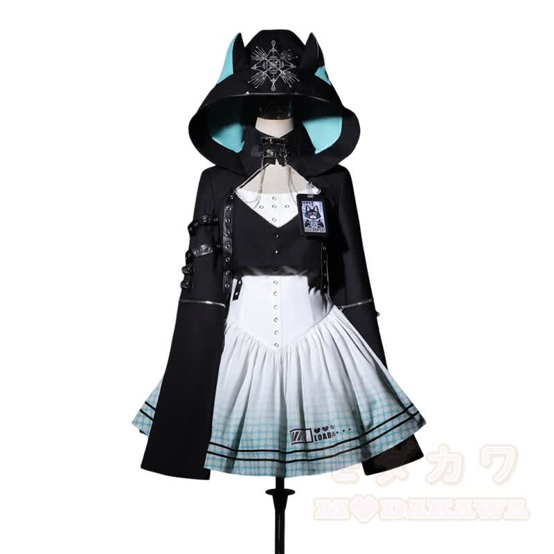 Chain Color Block Hooded Top Slip Dress Matching Outfit - Set - L - image 1